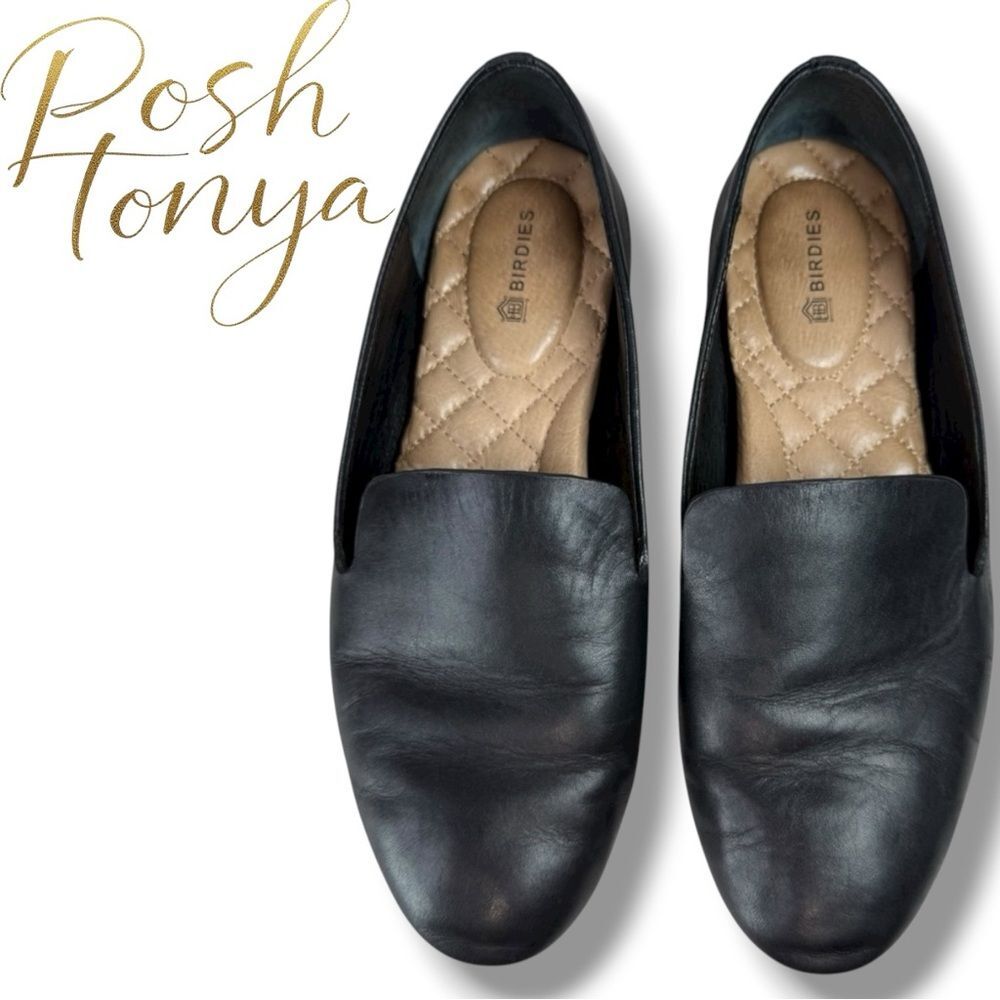 Birdies The Starling Smooth Leather Flats Black Womens Size 5 Witchy Whimsygoth